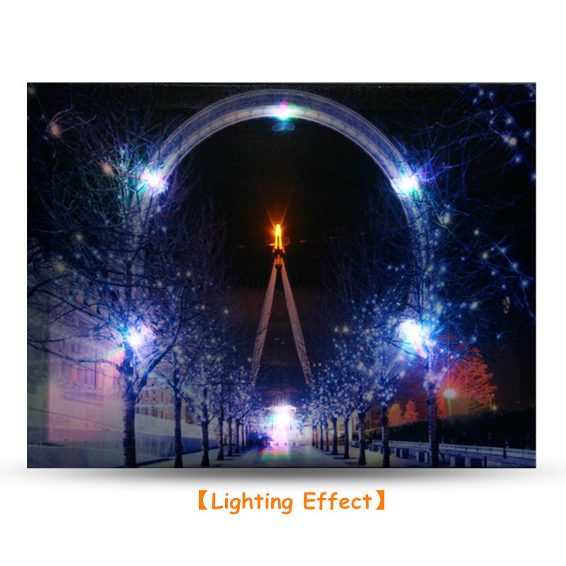 40-x-30cm-Operated-LED-Christmas-Snowy-Street-Ferris-Wheel-Canvas-Print-Wall-Paper-Art-1107283-2