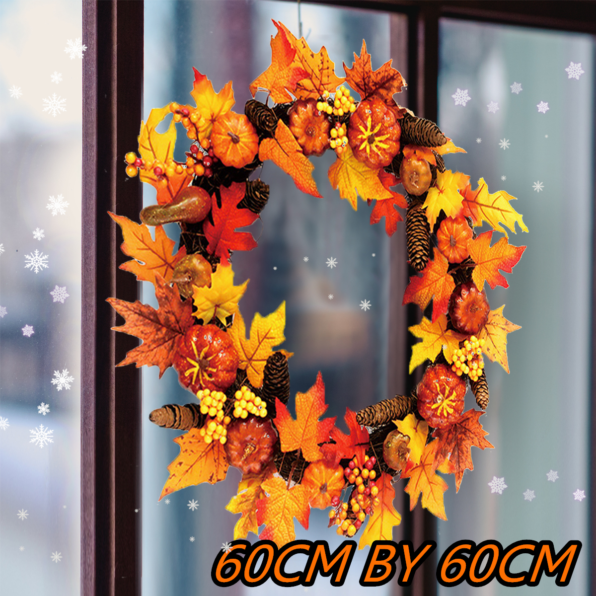 60cm-Christmas-Maple-Leaves-Pumpkin-Berry-Wreath-Garland-Door-Hanging-Craft-Decorations-1386278-1
