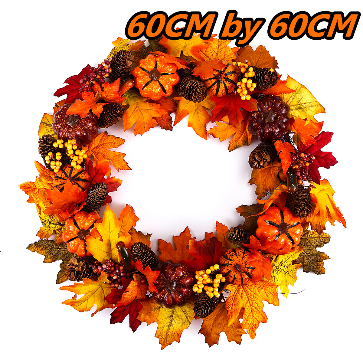 60cm-Christmas-Maple-Leaves-Pumpkin-Berry-Wreath-Garland-Door-Hanging-Craft-Decorations-1386278-4