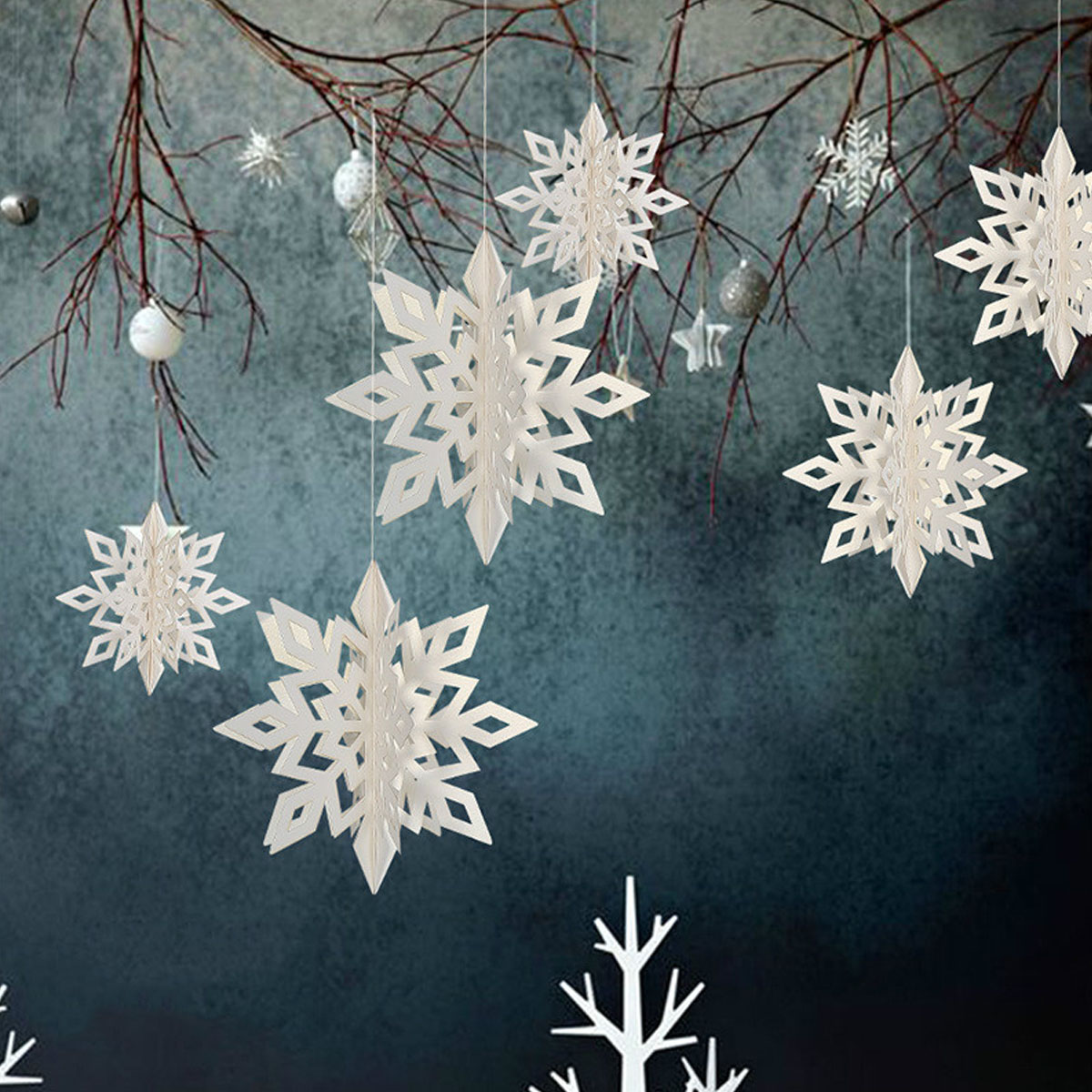 6pcs-Christmas-Party-Hanging-Decoration-Baubles-Xmas-Snowflakes-Home-Bar-Decor-1744746-10