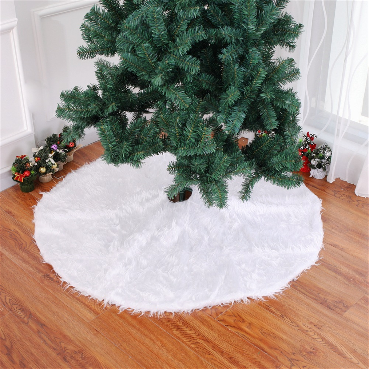 90cm-Snow-Plush-Christmas-Tree-Skirt-Base-Floor-Mat-Cover-Christmas-Party-Decorations-1376070-2