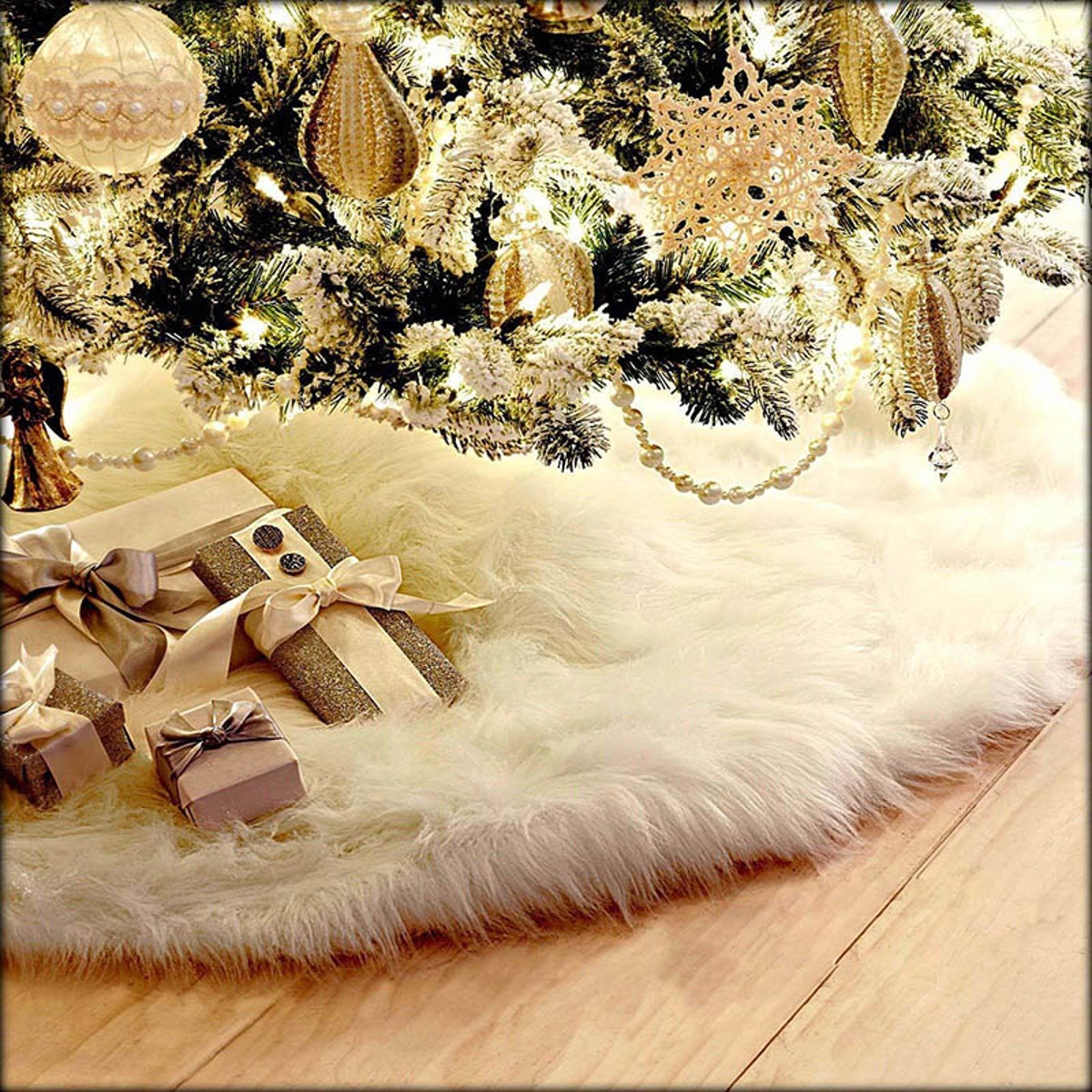 90cm-Snow-Plush-Christmas-Tree-Skirt-Base-Floor-Mat-Cover-Christmas-Party-Decorations-1376070-5