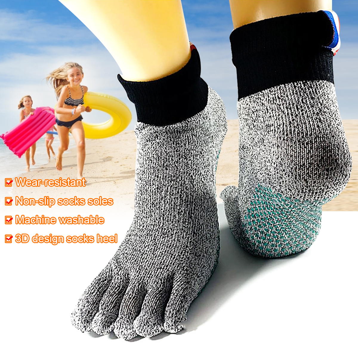 A-Pair-of-Unisex-No-Slip-Anti-Skid-Breathable-Toe-Socks-Bare-Feet-Running-Beach-HPPE-Sock-1583549-1