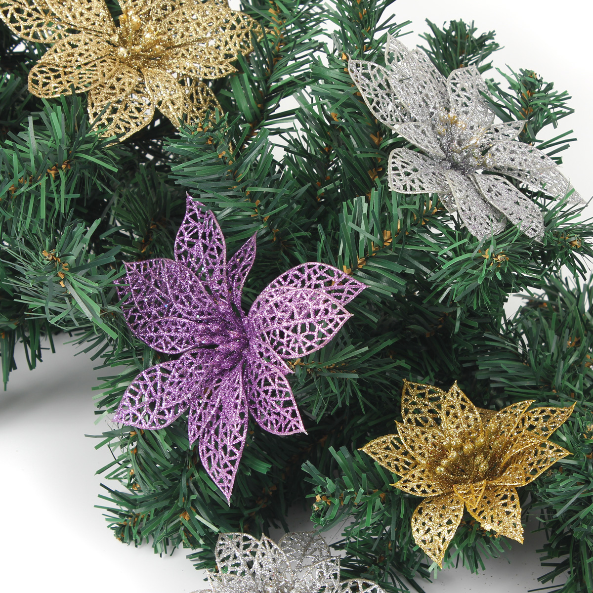 Christmas-Decoration-Flower-Glitter-Leaves-Party-Deocration-1016328-2