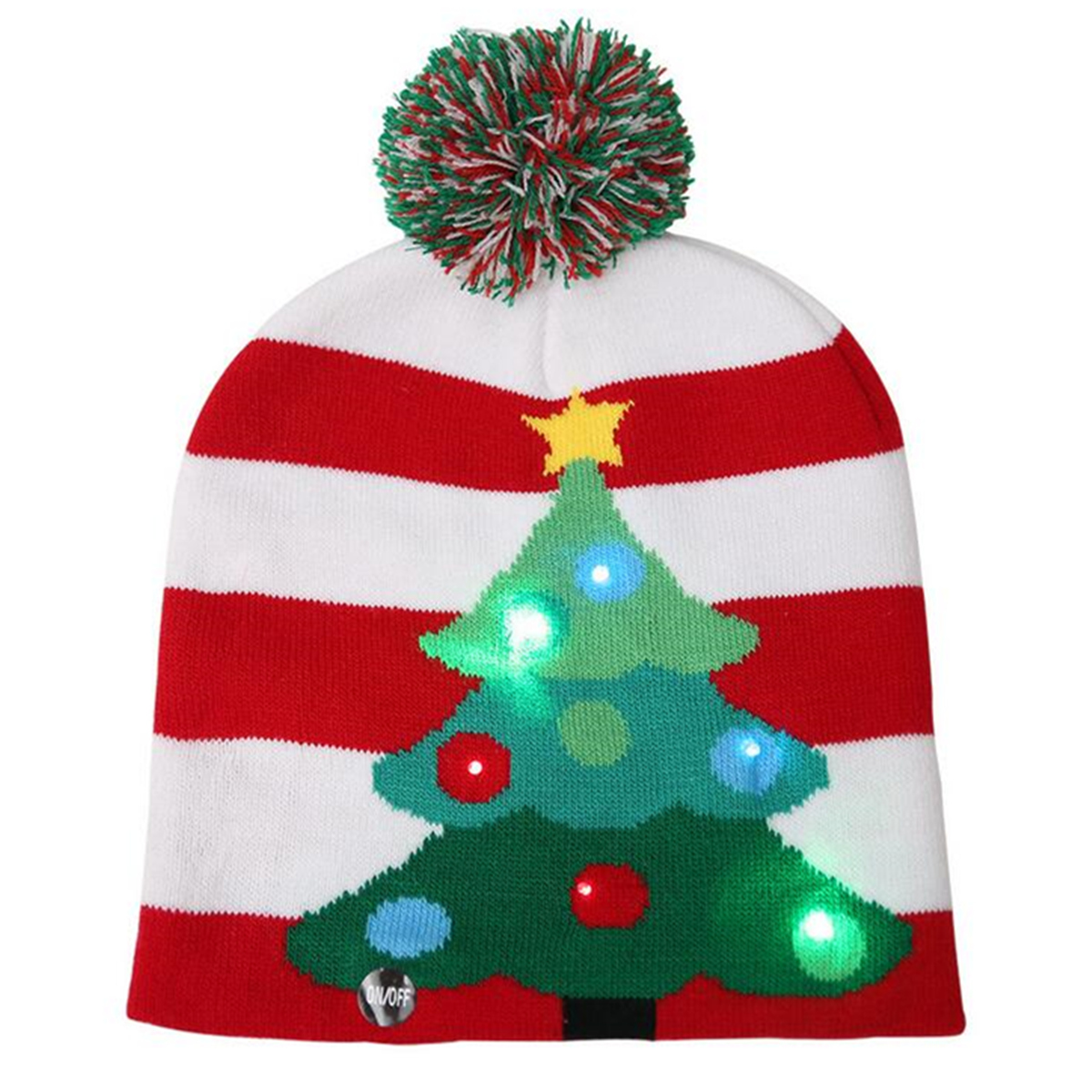 Christmas-LED-Light-Winter-Warm-Beanie-Cap-Santa-Claus-Snowflake-Knitted-Hat-1370284-5