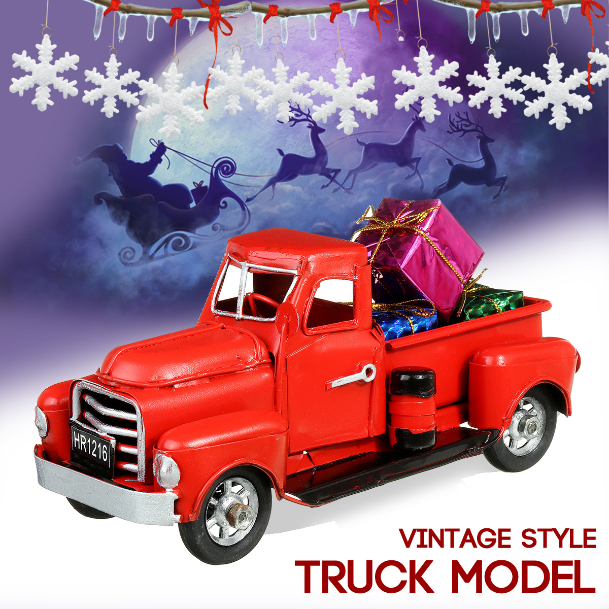 Christmas-Metal-Car-Antique-Red-Truck-Model-Vintage-Style-Party-Decorations---Gift-1605314-2