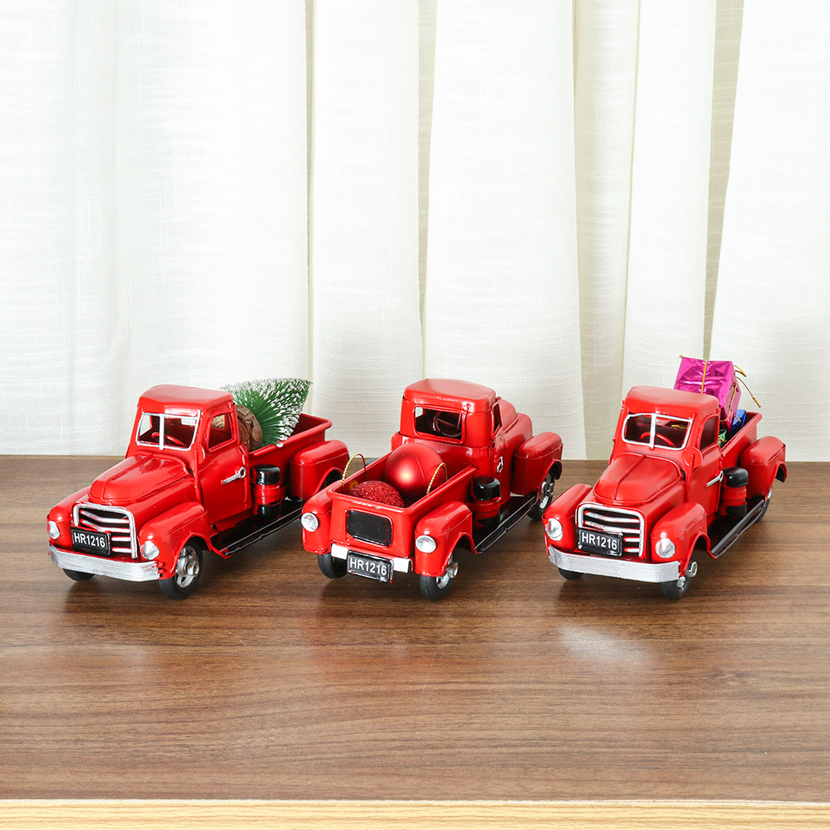 Christmas-Metal-Car-Antique-Red-Truck-Model-Vintage-Style-Party-Decorations---Gift-1605314-4