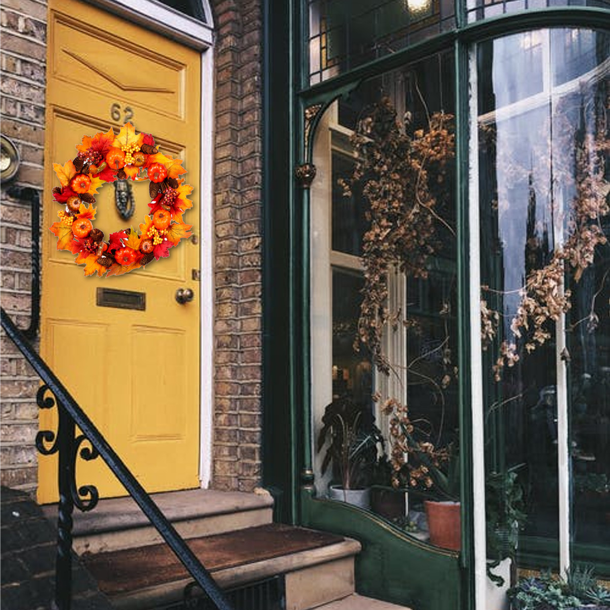 Halloween-Artificial-Pumpkin-Wreath-Autumn-Color-Harvest-Maple-Leaf-LED-Light-String-Door-Garland-De-1752873-4