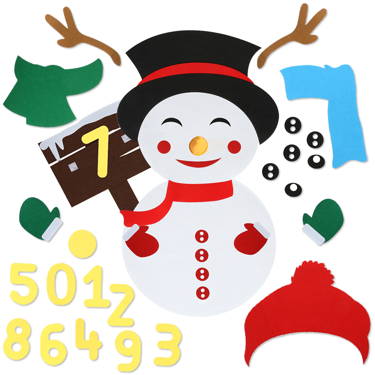 KING-DO-WAY-20x30Inch-40PCS-Christmas-Snowman-Felt-Detackable-Christmas-Ornaments-Set-1892780-11