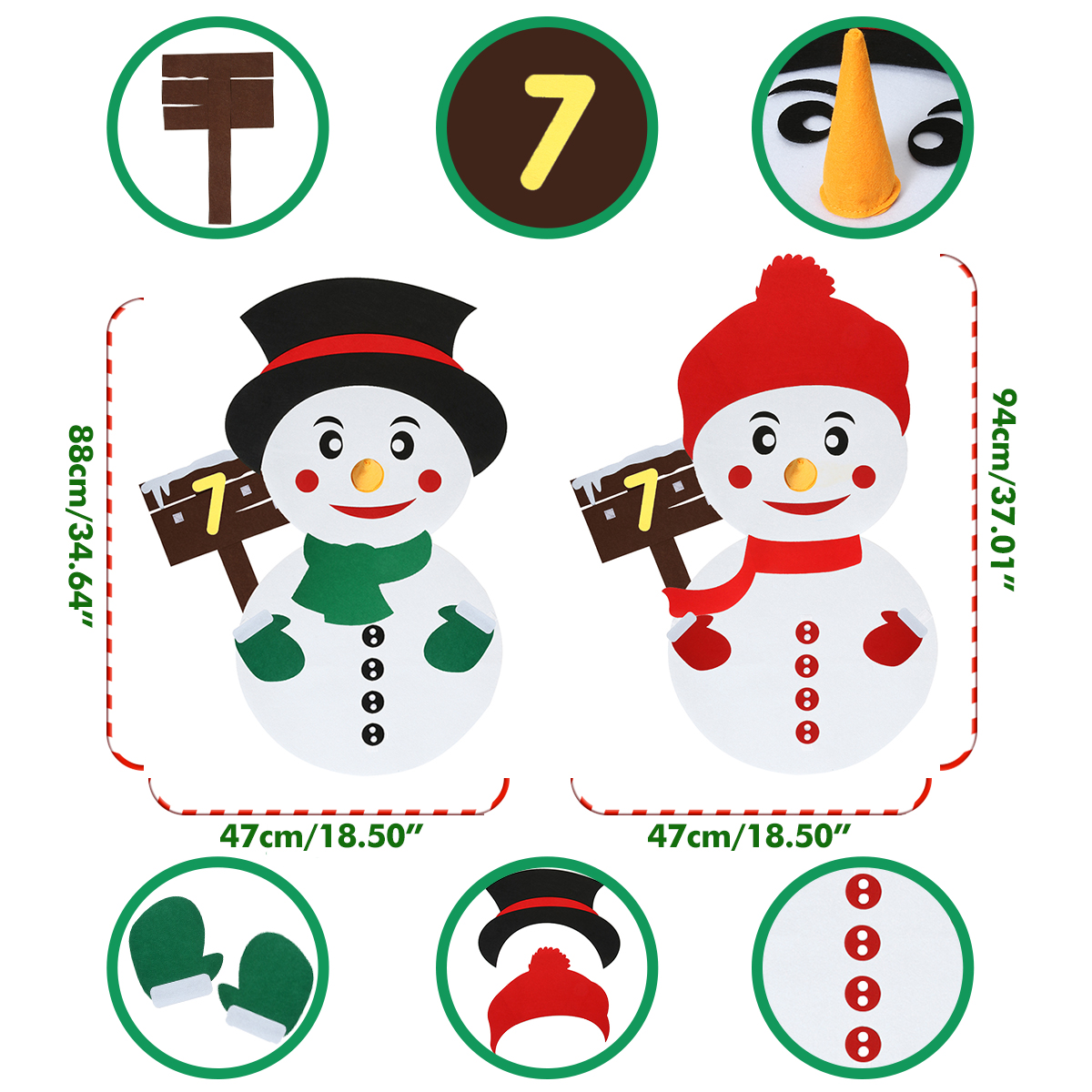 KING-DO-WAY-20x30Inch-40PCS-Christmas-Snowman-Felt-Detackable-Christmas-Ornaments-Set-1892780-10