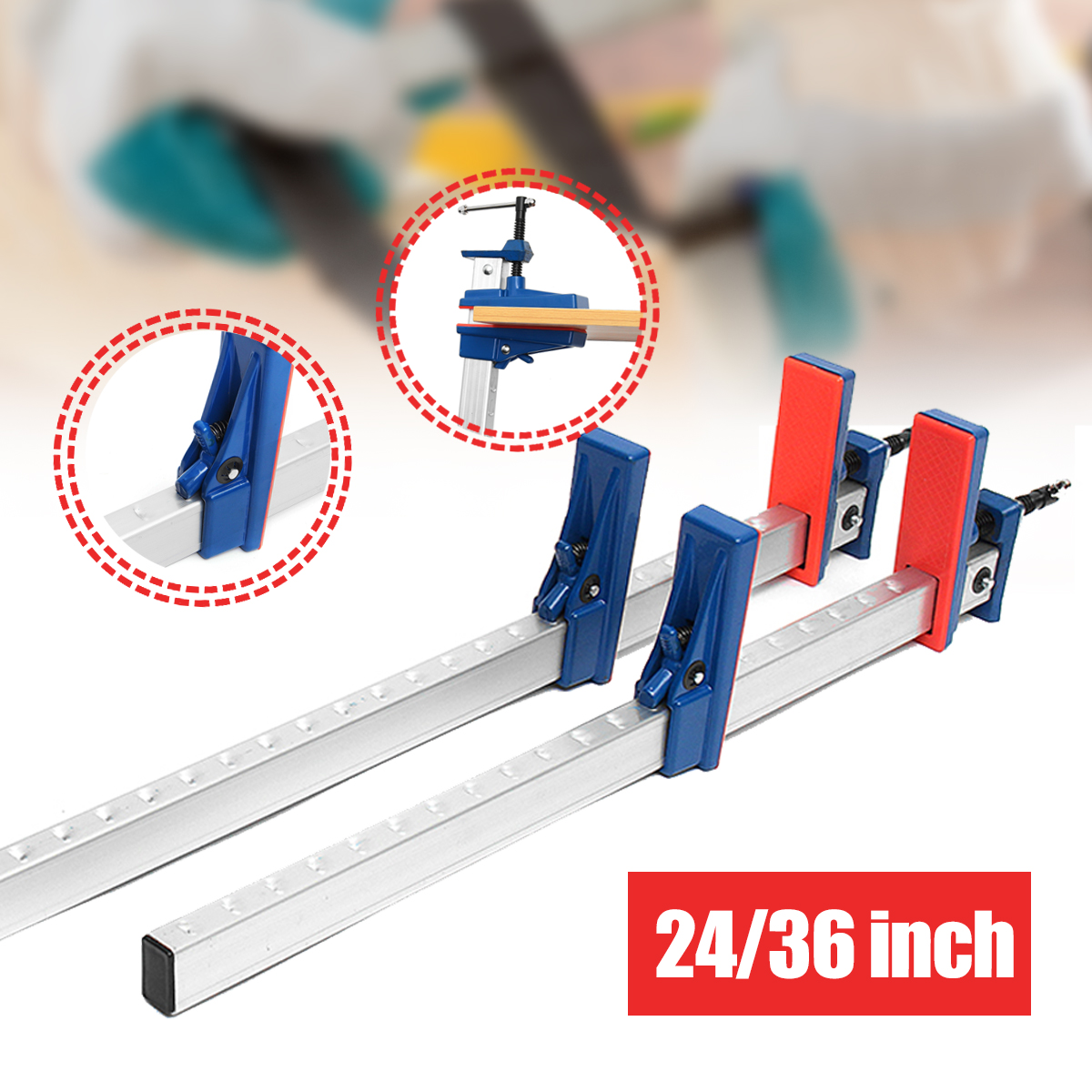 2436-Inch-Aluminum-F-Clamp-Bar-Heavy-Duty-Holder-Grip-Release-Parallel-Adjustable-Woodworking-Tool-1361735-2