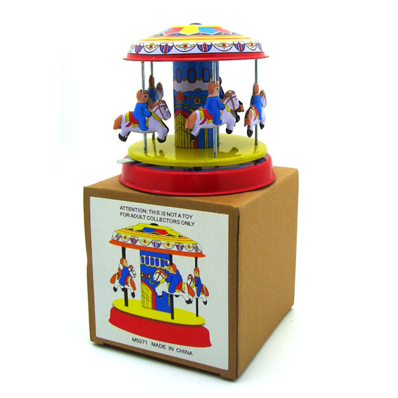 Classic-Vintage-Clockwork-Wind-Up--Merry-Go-Round-Children-Kids-Tin-Toys-With-Key-1151762-5
