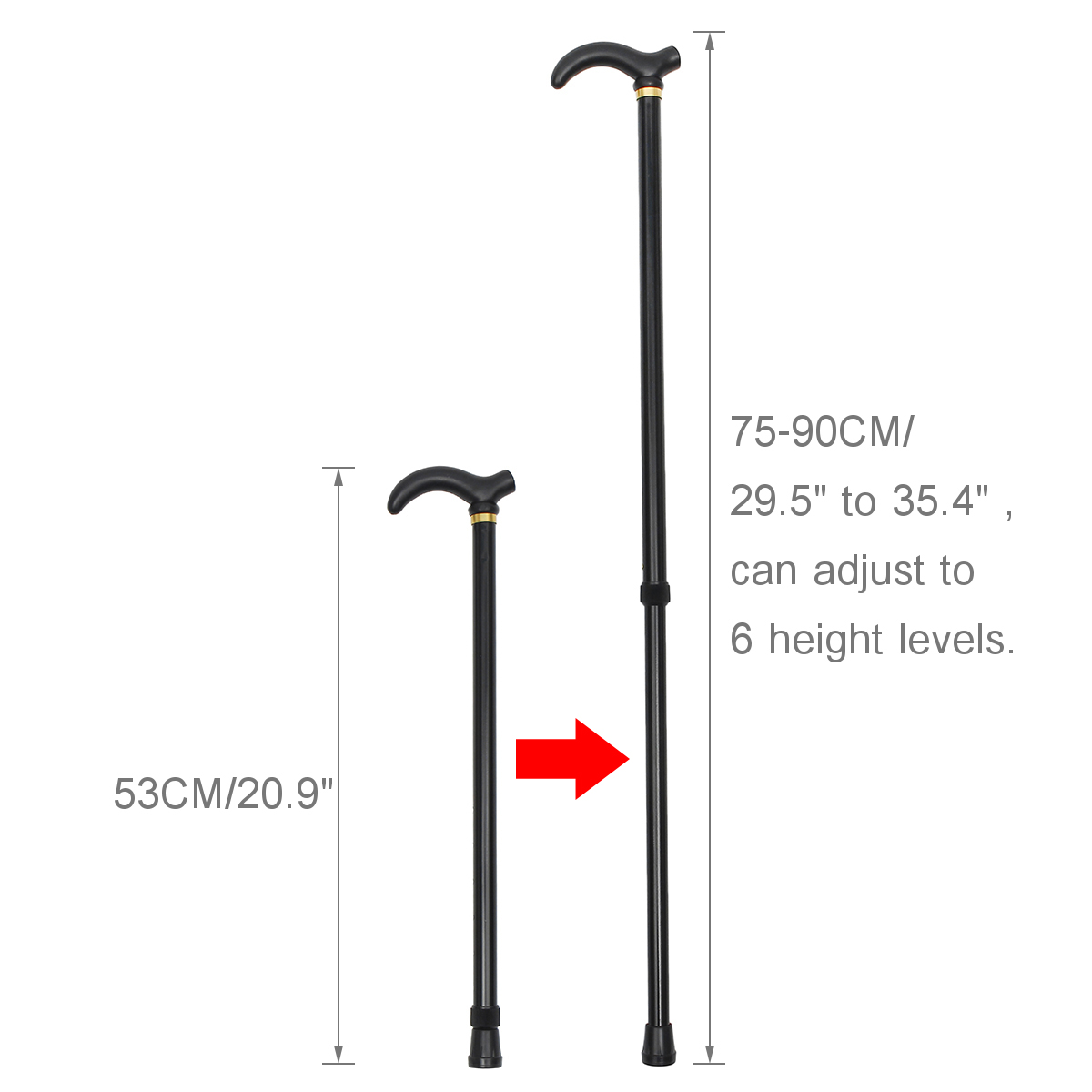 75-90CM-Metal-Walking-Hiking-Stick-Travel-Folding-Cane-Pole-Compact-Adjustable-Alpenstock-1247193-2