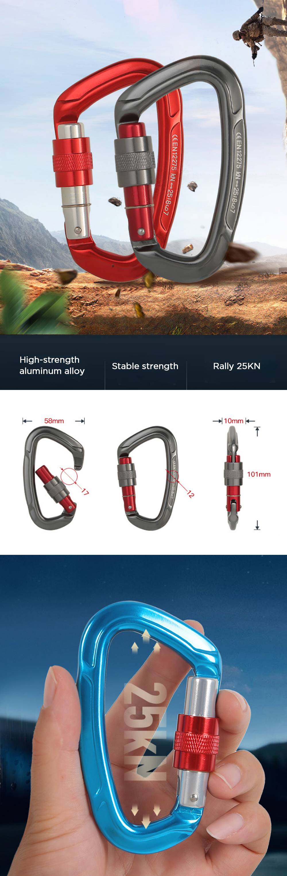 XINDA-25KN-Climbing-Carabiner-Safety-Master-Screw-Lock-D-Shaped-Buckle-for-Outdoor-Hiking-AdultTeena-1748693-1