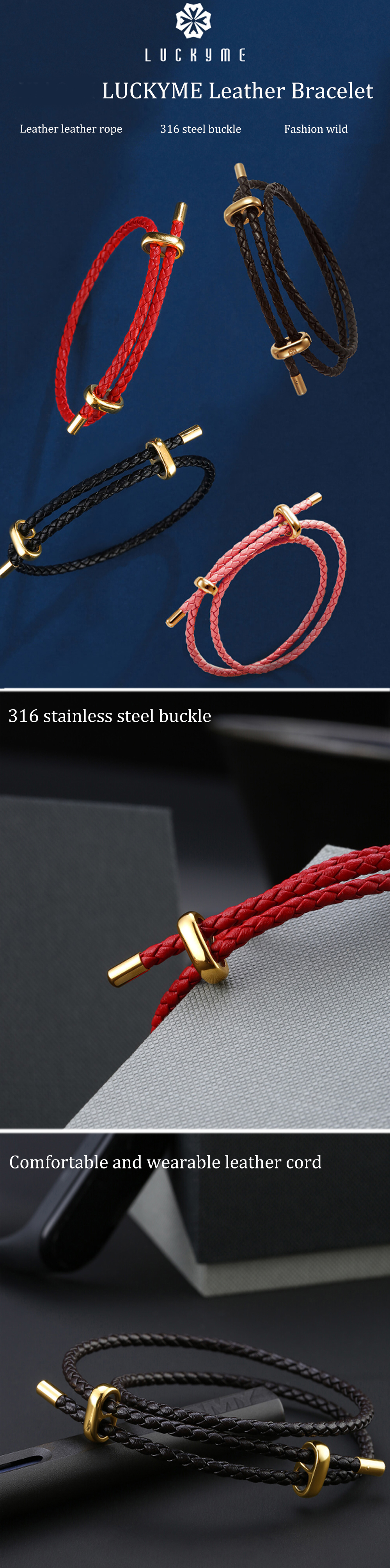 LUCKYME-2544cm-Genuine-Leather-Bracelet-316-Steel-Buckle-Hand-Strap-Wristband-for-Men-Women-1359369-1