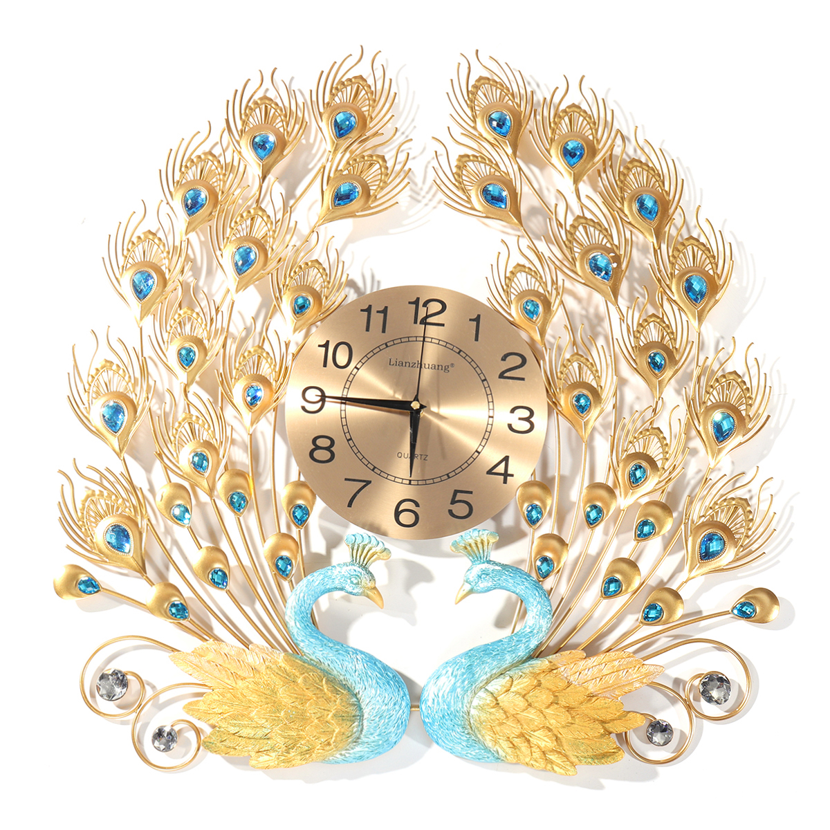 3D-Peacock-Wall-Clock-Large-Accurate-Mute-Metal-Art-Creative-Decor-Home-1743546-6