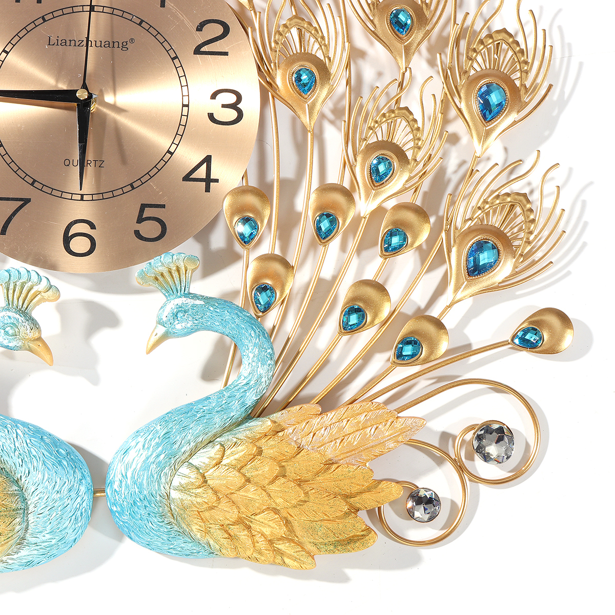3D-Peacock-Wall-Clock-Large-Accurate-Mute-Metal-Art-Creative-Decor-Home-1743546-8
