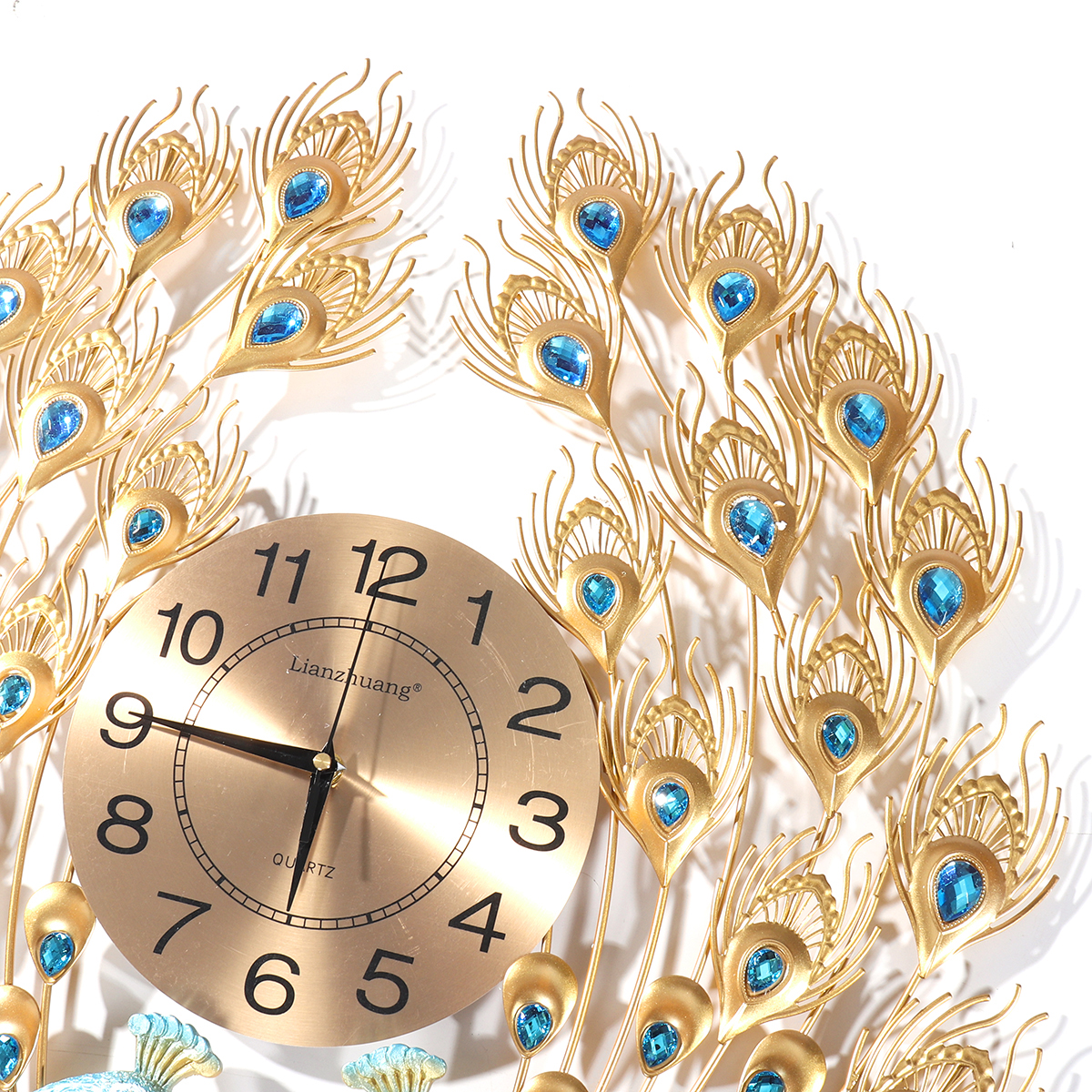 3D-Peacock-Wall-Clock-Large-Accurate-Mute-Metal-Art-Creative-Decor-Home-1743546-10