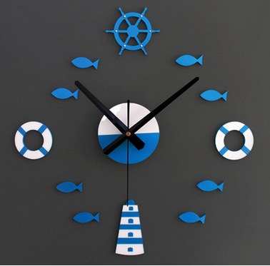 Acrylic-Mediterranean-Style-DIY-Wall-Clock-Buoy-Small-Fish-Bell-DIY-Mute-Wall-Clock-1920705-2