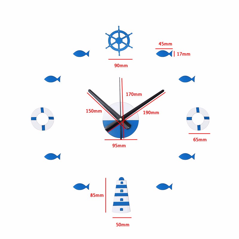 Acrylic-Mediterranean-Style-DIY-Wall-Clock-Buoy-Small-Fish-Bell-DIY-Mute-Wall-Clock-1920705-4
