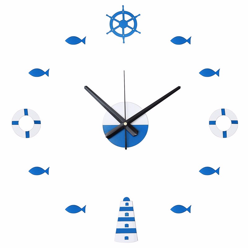 Acrylic-Mediterranean-Style-DIY-Wall-Clock-Buoy-Small-Fish-Bell-DIY-Mute-Wall-Clock-1920705-5