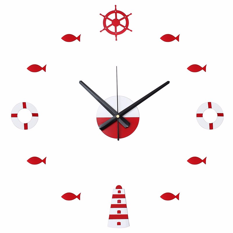 Acrylic-Mediterranean-Style-DIY-Wall-Clock-Buoy-Small-Fish-Bell-DIY-Mute-Wall-Clock-1920705-6