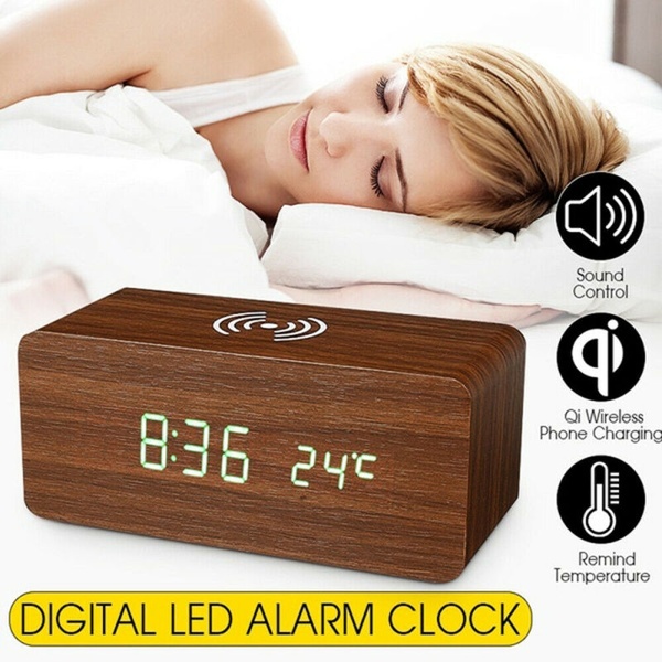 Bakeey-3-in-1-Qi-Wireless-Charger--LED-Digital-Alarm-Clock--Thermometer-Modern-Wooden-1638515-2