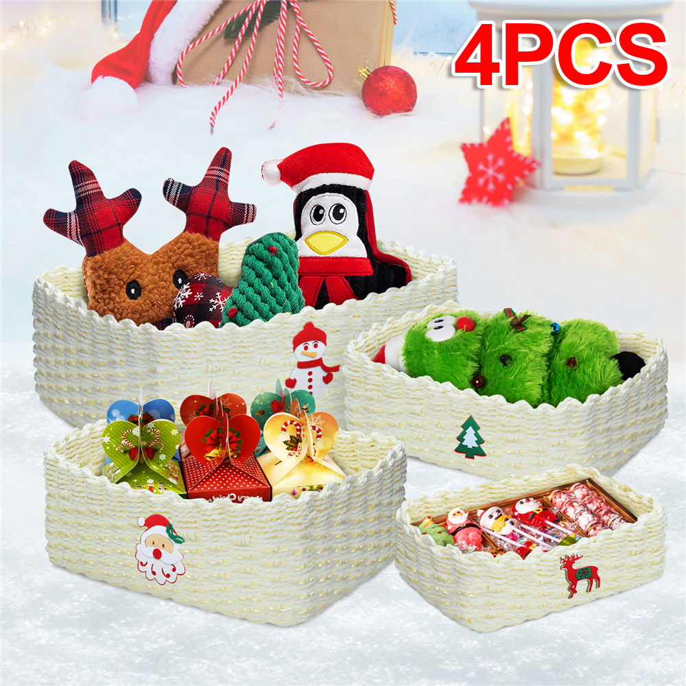 KING-DO-WAY-4PCS-Christmas-Handmade-Woven-Storage-Basket-Set-Durable-Eco-friendly-Storage-Basket-1891489-1