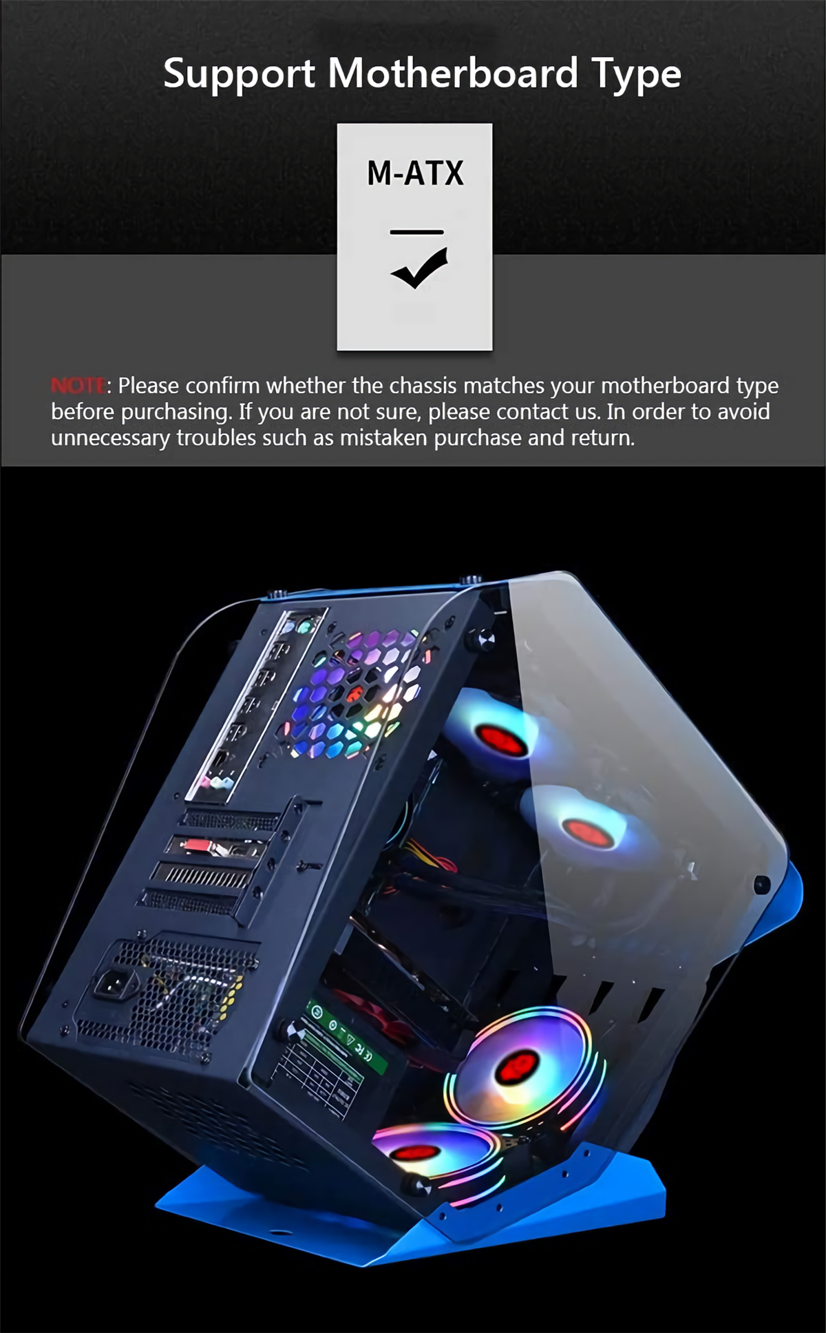 EVESKY-Little-Monster-RGB-Computer-Case-CPU-M-ATX-Water-Cooling-Double-sided-Transparent-Glass-Gamin-1806503-3