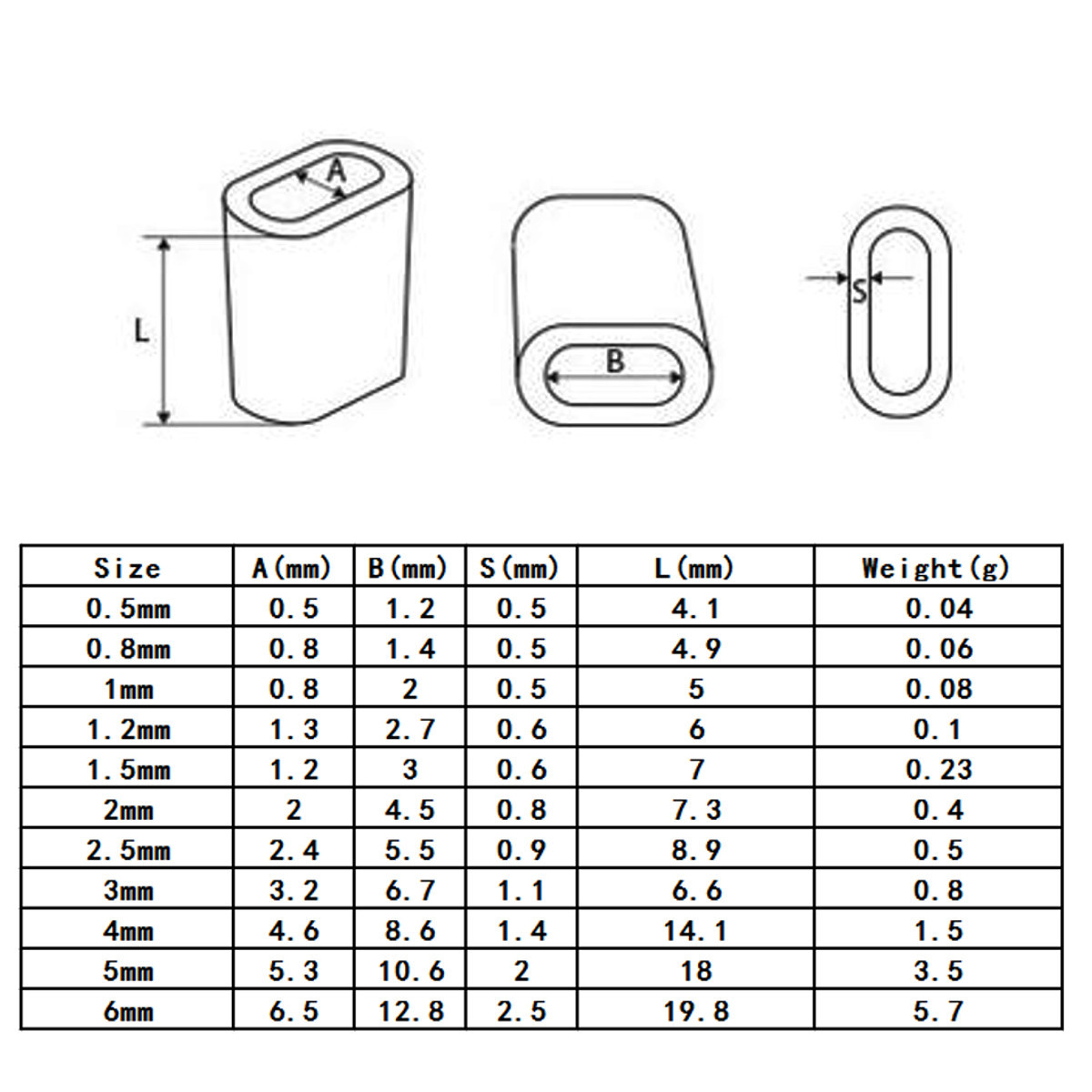 05-6mm-Mini-Aluminum-Fishing-Leader-Sport-Oval-Sleeve-Crimp-Ferrule-Swage-Clamp-1427936-10