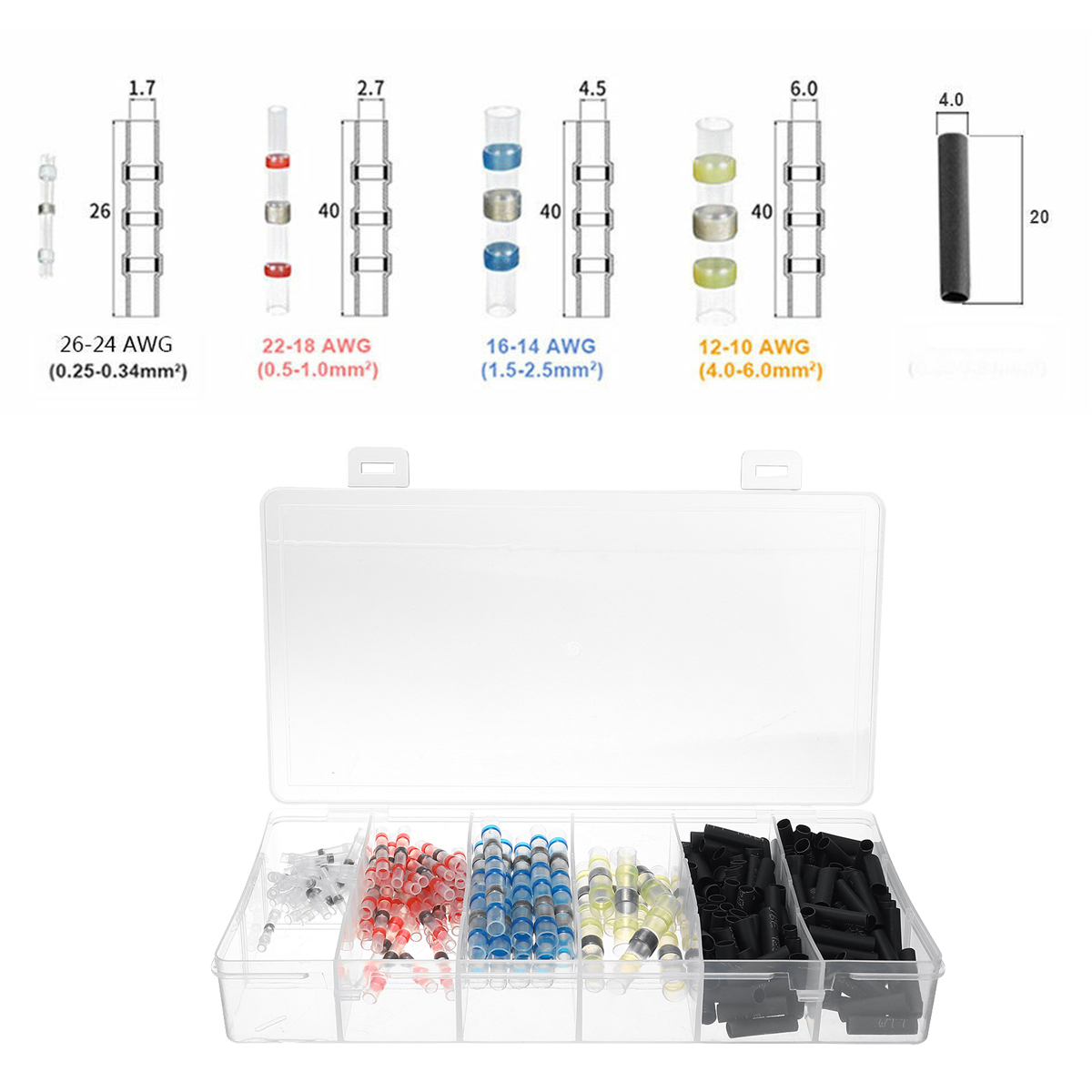 260PCS-Sleeve-Heat-Shrink-Tube-Butt-Waterproof-Wire-Splice-Connectors-1642276-2