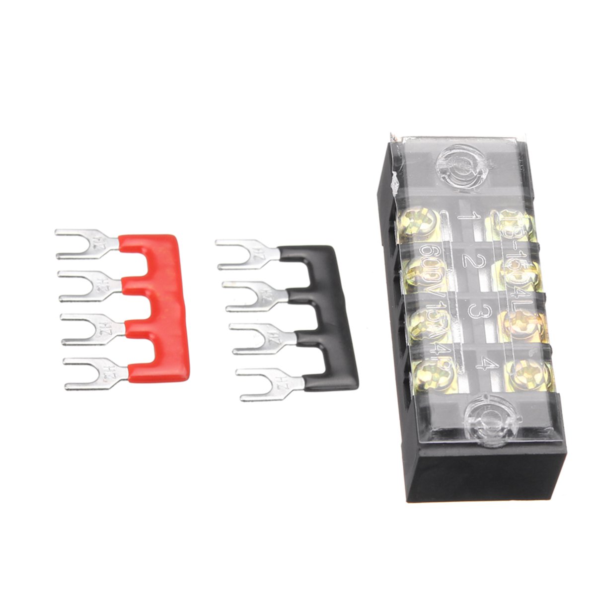 600V-15A-Dual-Rows-4-Position-Screw-Terminal-Strip-RedBlack-Pre-Insulated-Terminal-Block-Strip-1356857-2