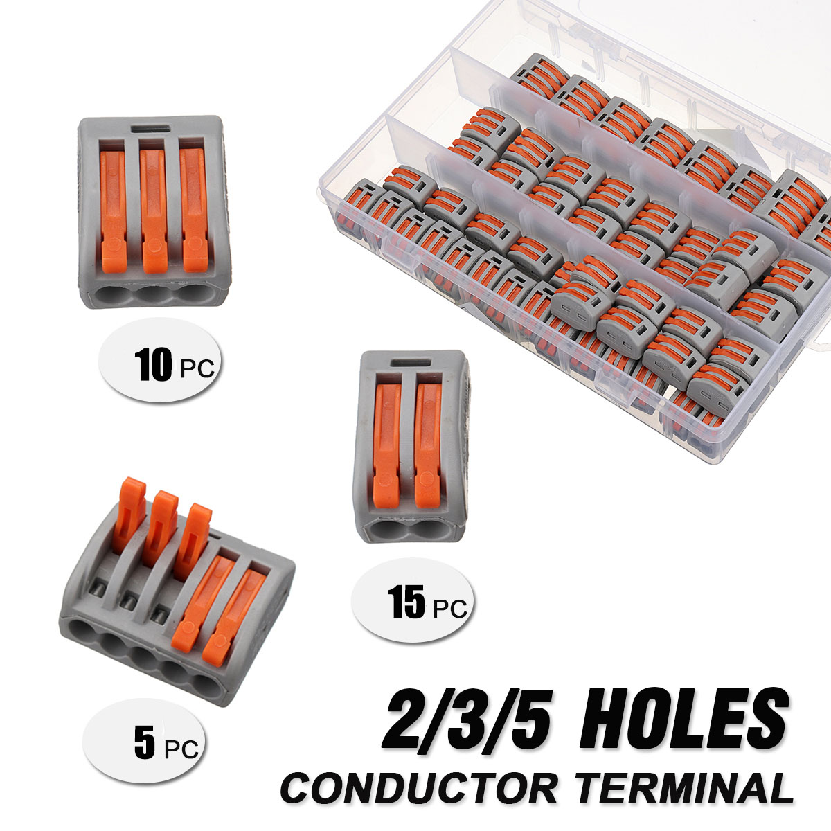 Excellwayreg-30Pcs-235-Holes-Spring-Conductor-Terminal-Block-Electric-Cable-Wire-Connector-1389031-1