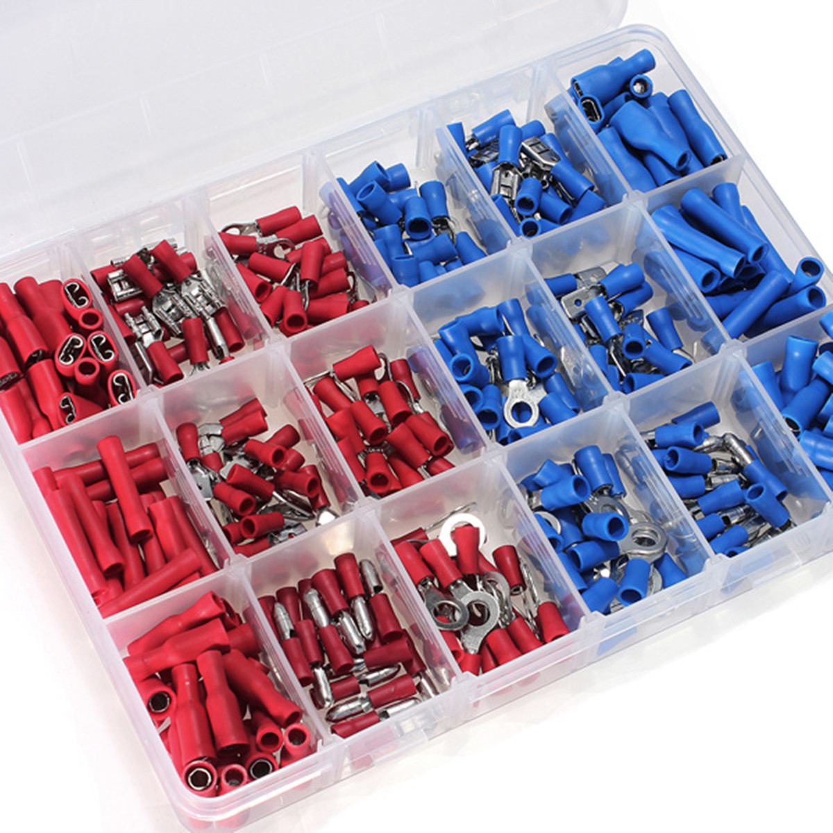 Excellwayreg-EC09-358Pcs-Insulated-Electrical-Wire-Terminals-Crimp-Connector-Butt-Spade-Kit-1090407-3