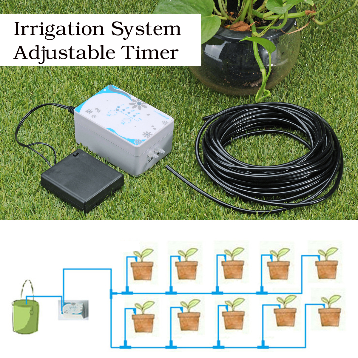 Drip-Irrigation-Watering-Timer-System-Adjustable-BatteryRechargeable-Controller-10m-Tube-1572080-3