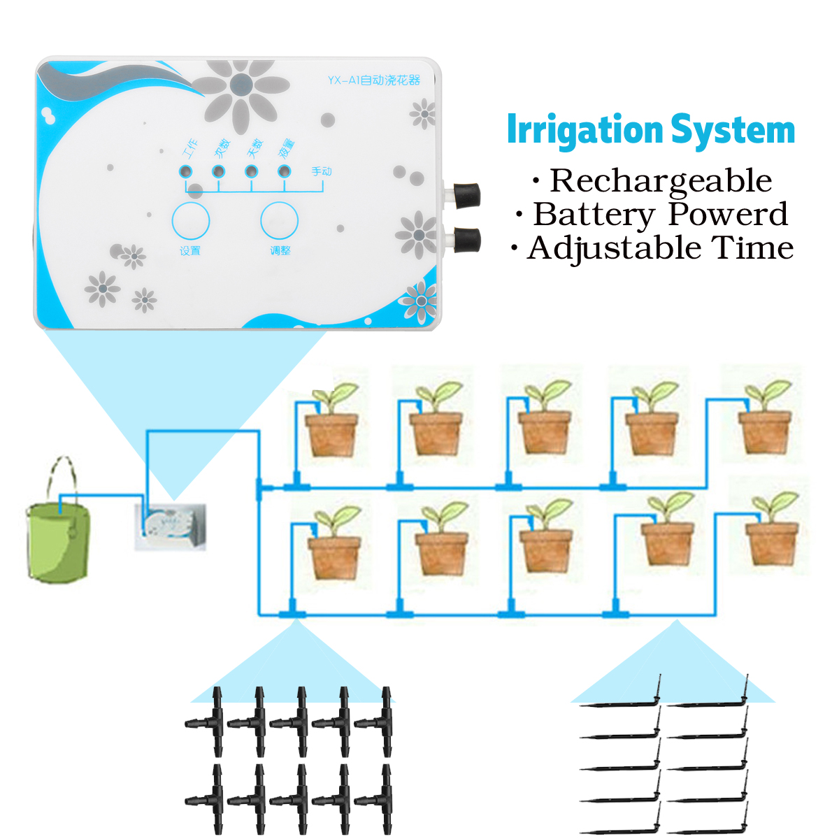 Drip-Irrigation-Watering-Timer-System-Adjustable-BatteryRechargeable-Controller-10m-Tube-1572080-4