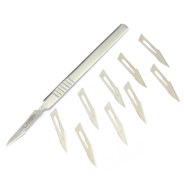 10pcs-11-Carbon-Steel-Surgical-Scalpel-Blades--1pc-3-Handle-1190524-2