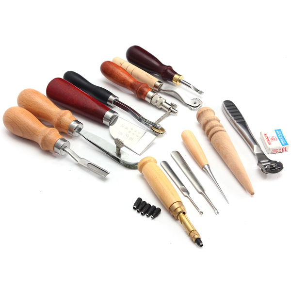 13Pcs-Leather-Craft-Hand-Awl-Skiving-Groover-Sewing-DIY-Tool-Kit-1090408-2