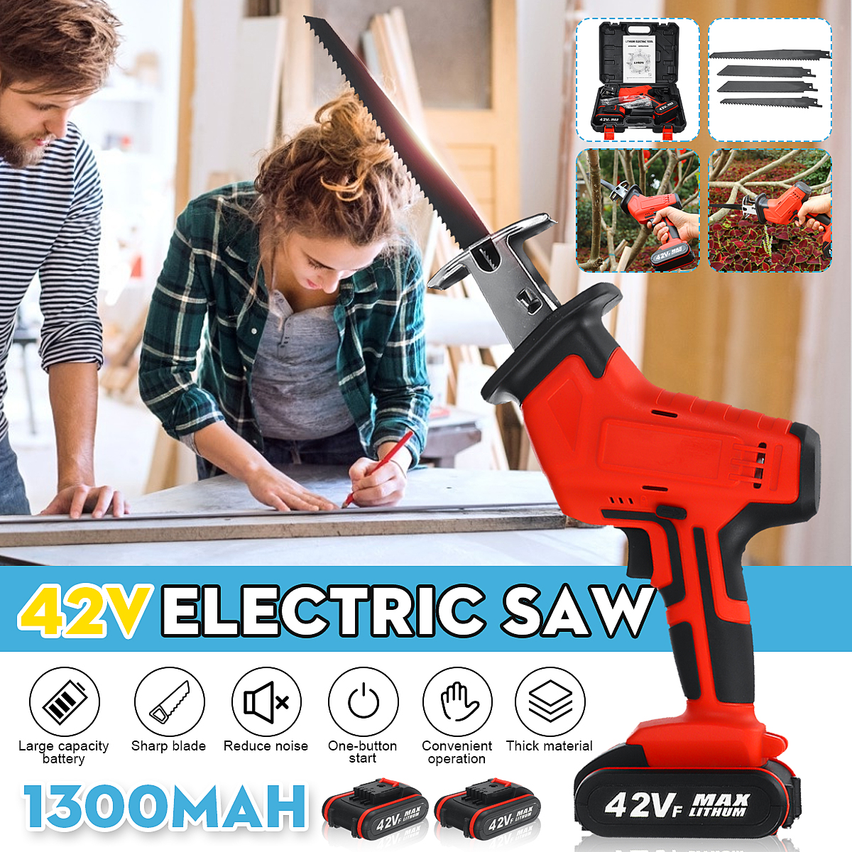 42V-1400W-Electric-Cordless-Reciprocating-Saw-Outdoor-Woodworking-W-2-Battery-1713373-2