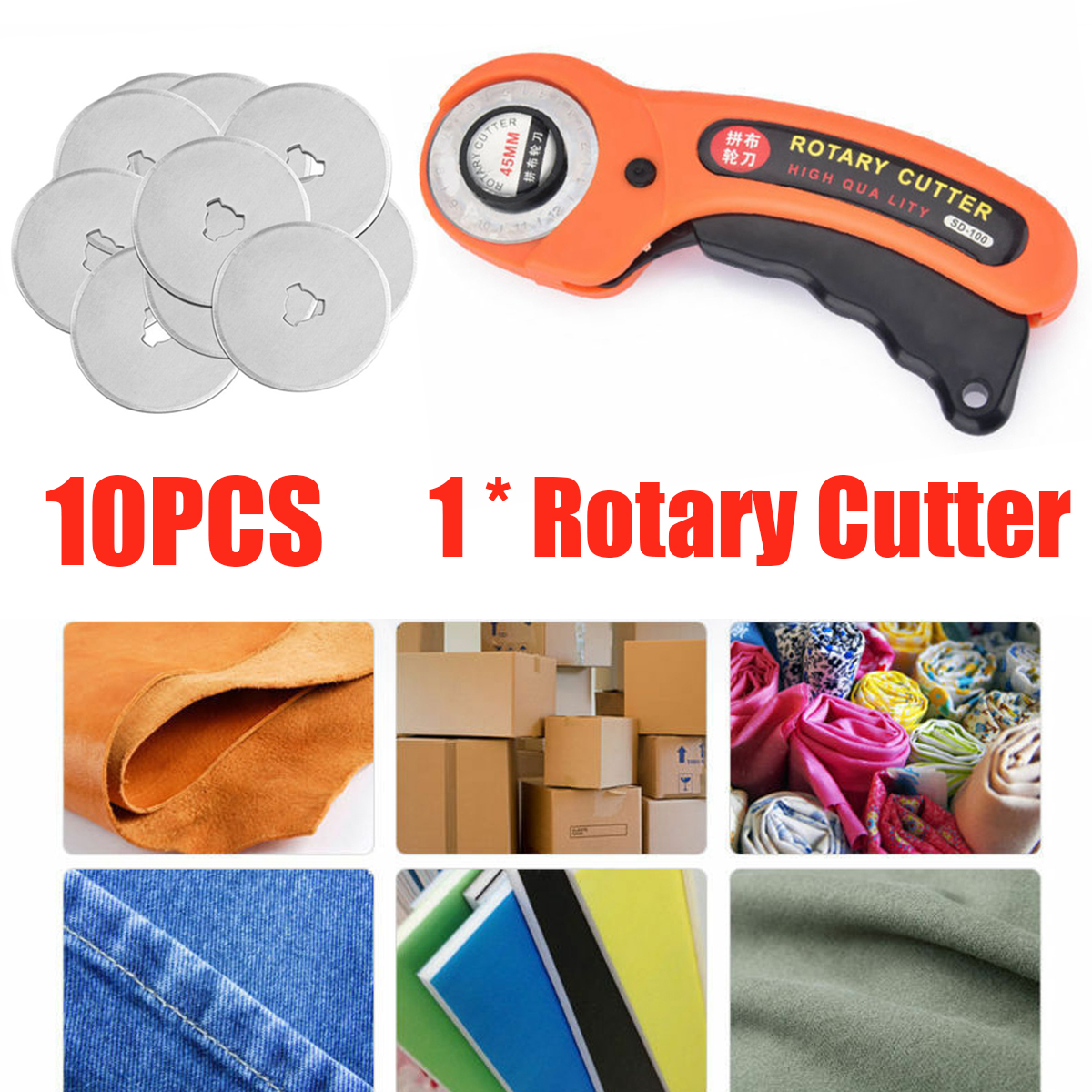 45mm-Round-Rotary-Cutter-Sewing-Quilting-Roller-Fabric-Cutting-Tool--10x-Bllades-1680572-2