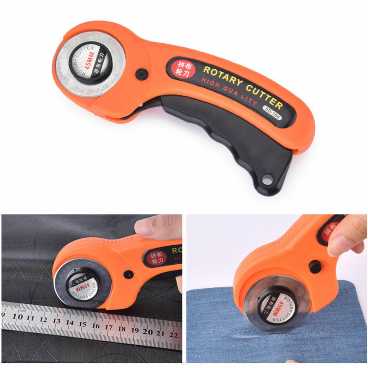 45mm-Round-Rotary-Cutter-Sewing-Quilting-Roller-Fabric-Cutting-Tool--10x-Bllades-1680572-7