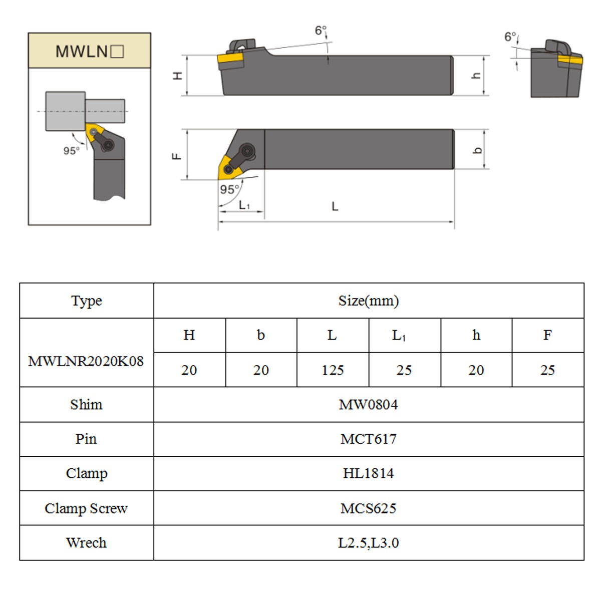 MWLNR2020K08-20-x125mm-Index-External-Lathe-Turning-Tool-Holder-With-2pcs-Wrench-1050210-2