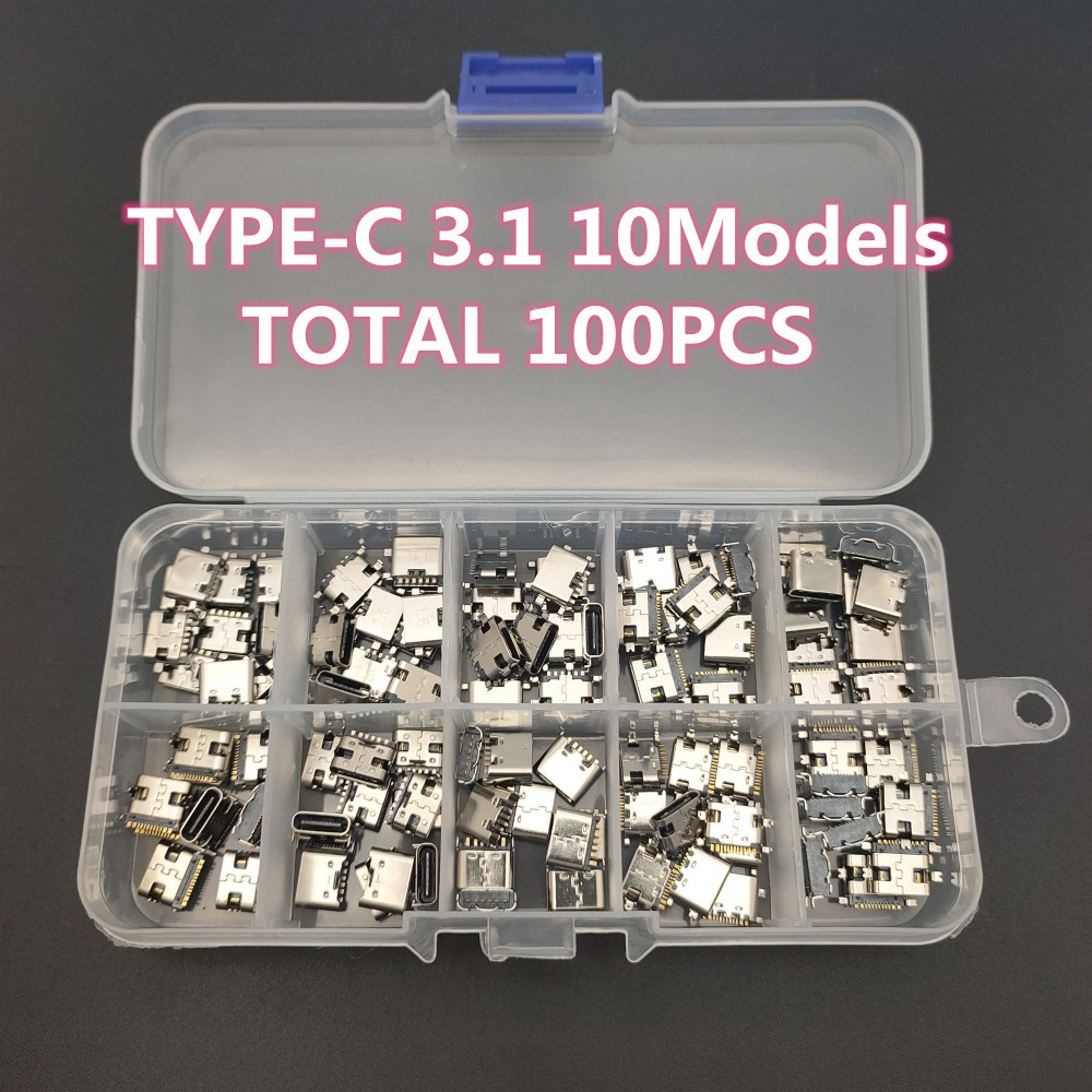 100PCS-10-Models-Type-C-USB-Charging-Dock-Connectors-Mix-Kit-6Pin16Pin-for-Phone-Digital-Product-1975899-1