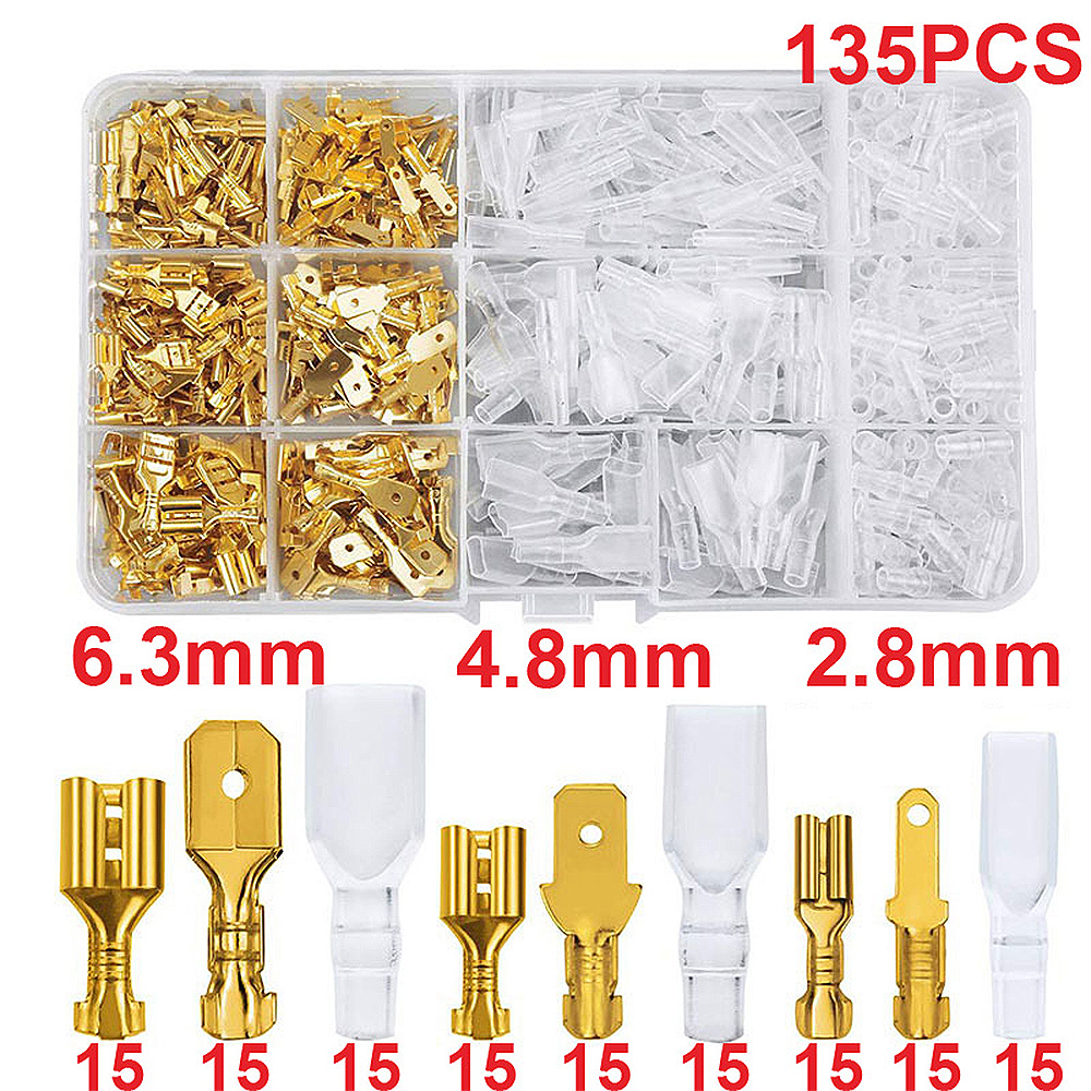 135270315PCS-Box-Insulated-Male-Female-Wire-Connector-284863MM-Golden-Electrical-Crimp-Terminals-Ter-1975903-6