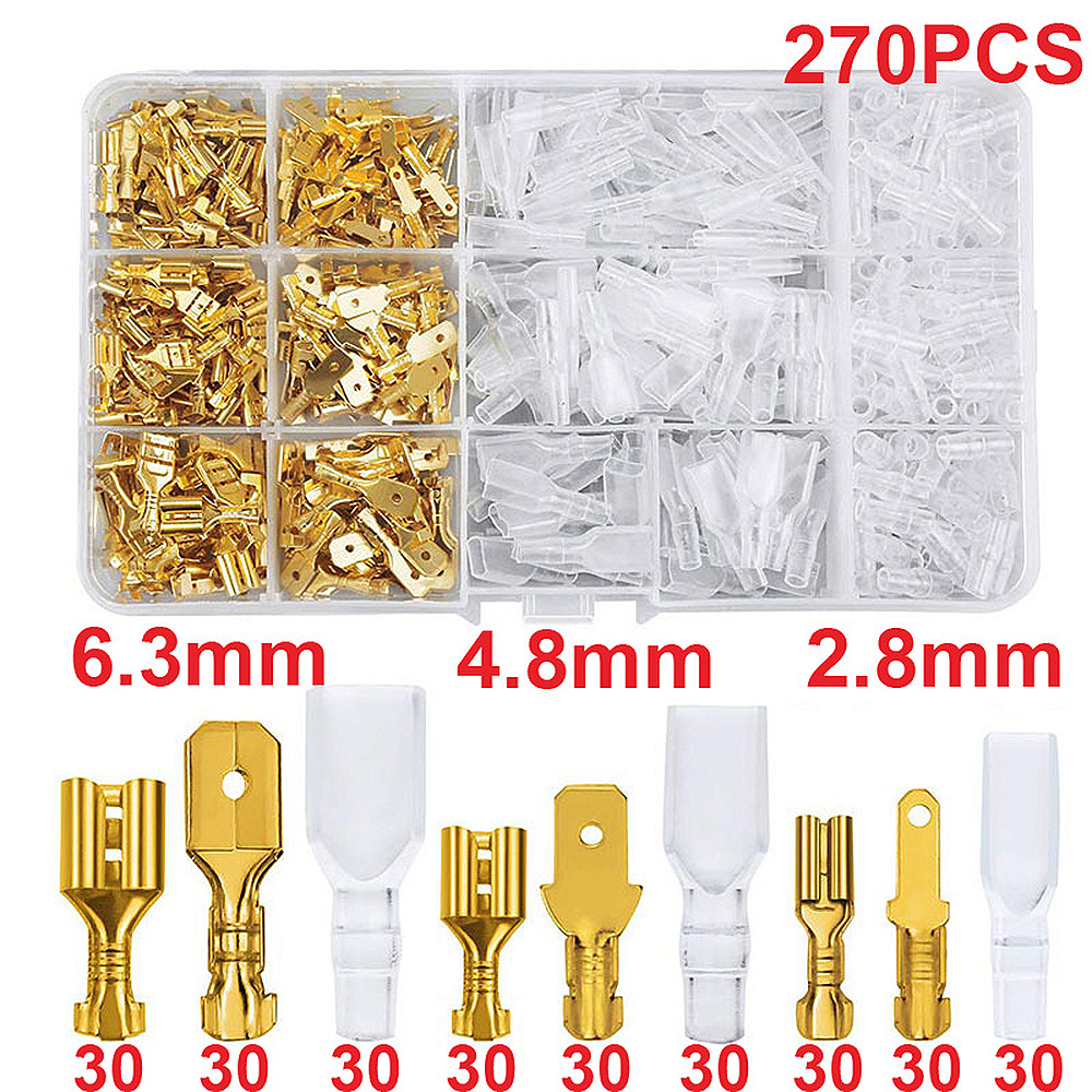 135270315PCS-Box-Insulated-Male-Female-Wire-Connector-284863MM-Golden-Electrical-Crimp-Terminals-Ter-1975903-7