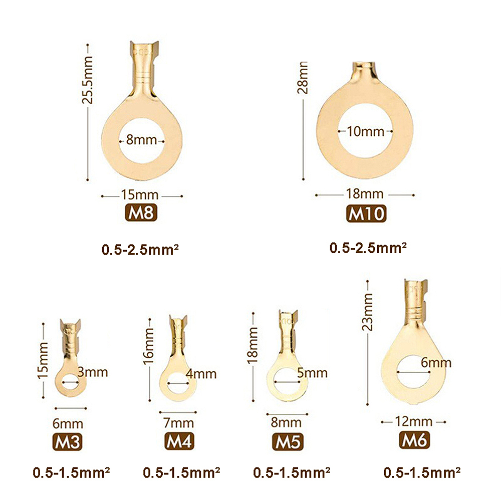 150300540-PCS-M3M4M5M6M8M10-Ring-Lugs-Eyes-Copper-Crimp-Terminals-Cable-Lug-Wire-Connector-Non-insul-1975906-3