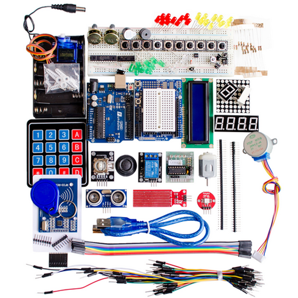 Starter-Kit-for-Arduino-UN0-R3---UN0-R3-Breadboard-and-Holder-Step-Motor--Servo-1602-LCD--Jumper-Wir-1756053-1