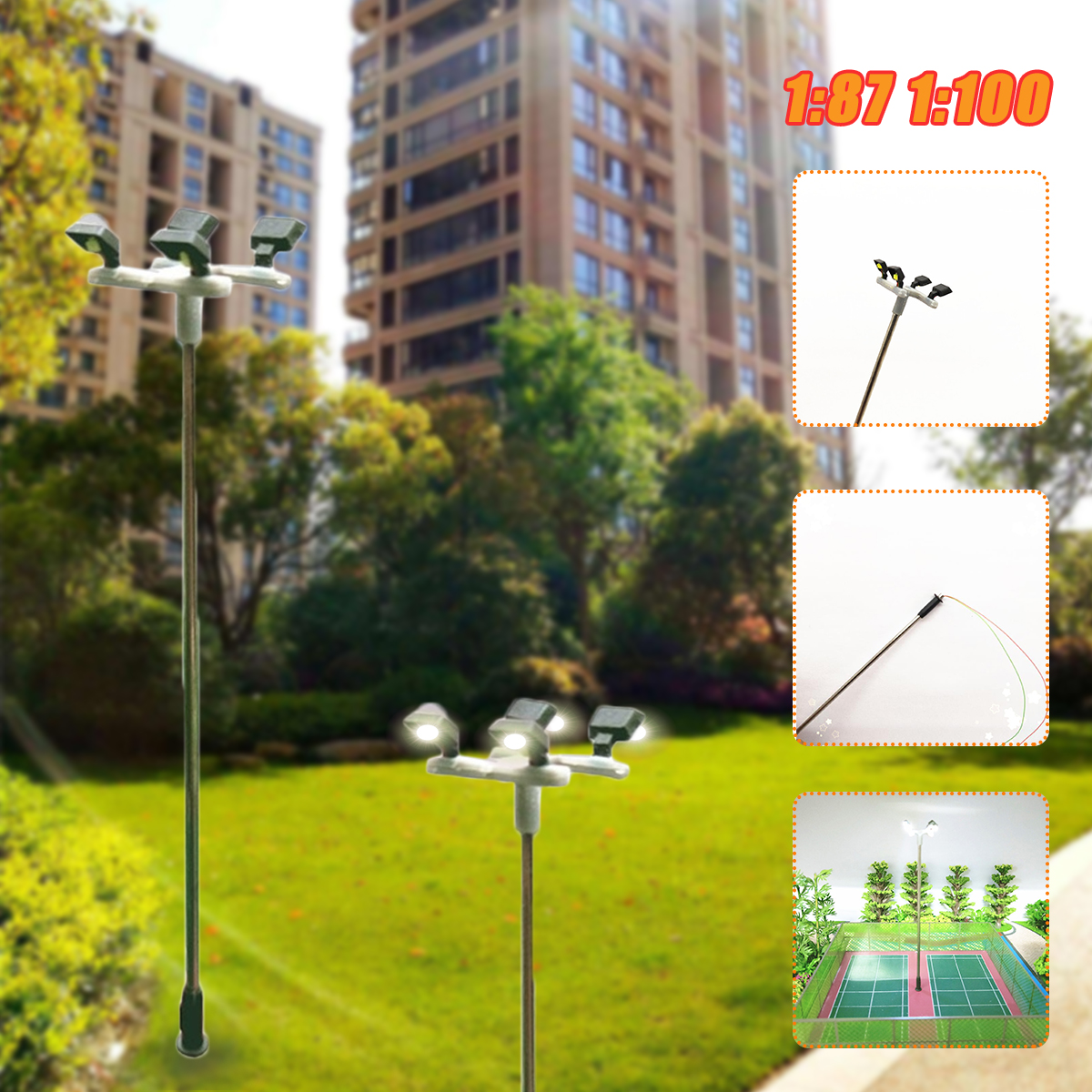 5Pcs-1871100-Model-Garden-Lamps-3V-1W-Lamppost-Landscape-4-Heads-Light-Model-1744467-1