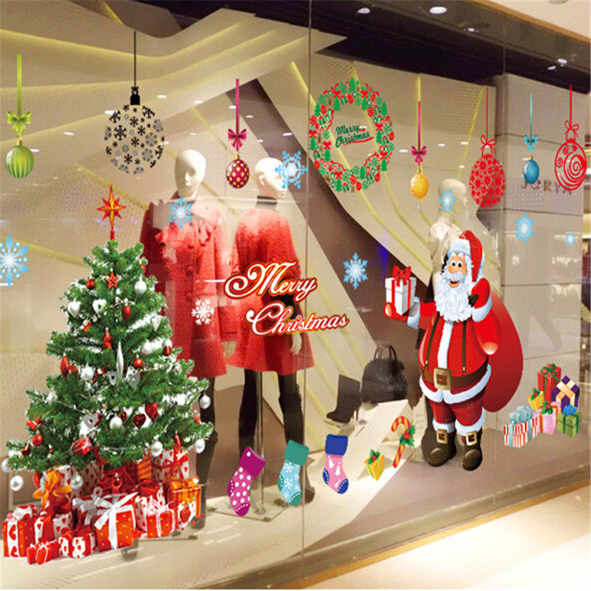 Christmas-Tree-Wall-Sticker-Santa-Claus-Gift-Wall-Art-Window-Home-Decoration-1086741-3