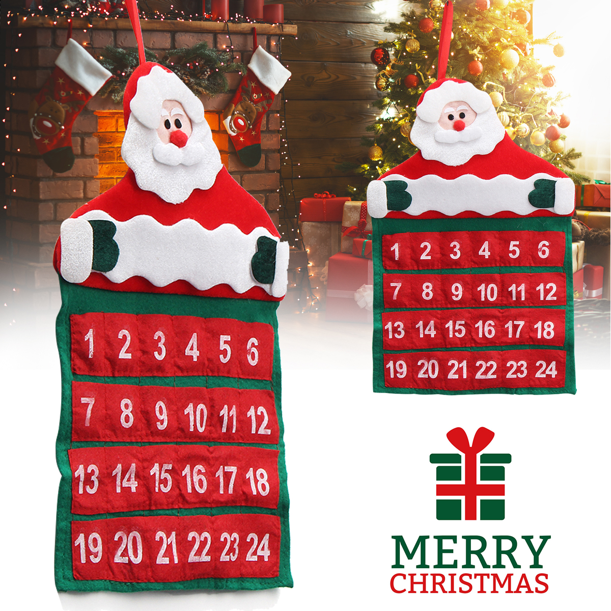 Felt-Christmas-Advent-Wall-Hanging-Calendar-Pockets-Santa-Reindeer-Snowman-Decorations-1462546-9